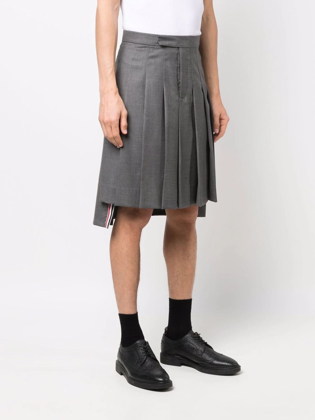 Classic Rise Backstrap Knee Length Skirt