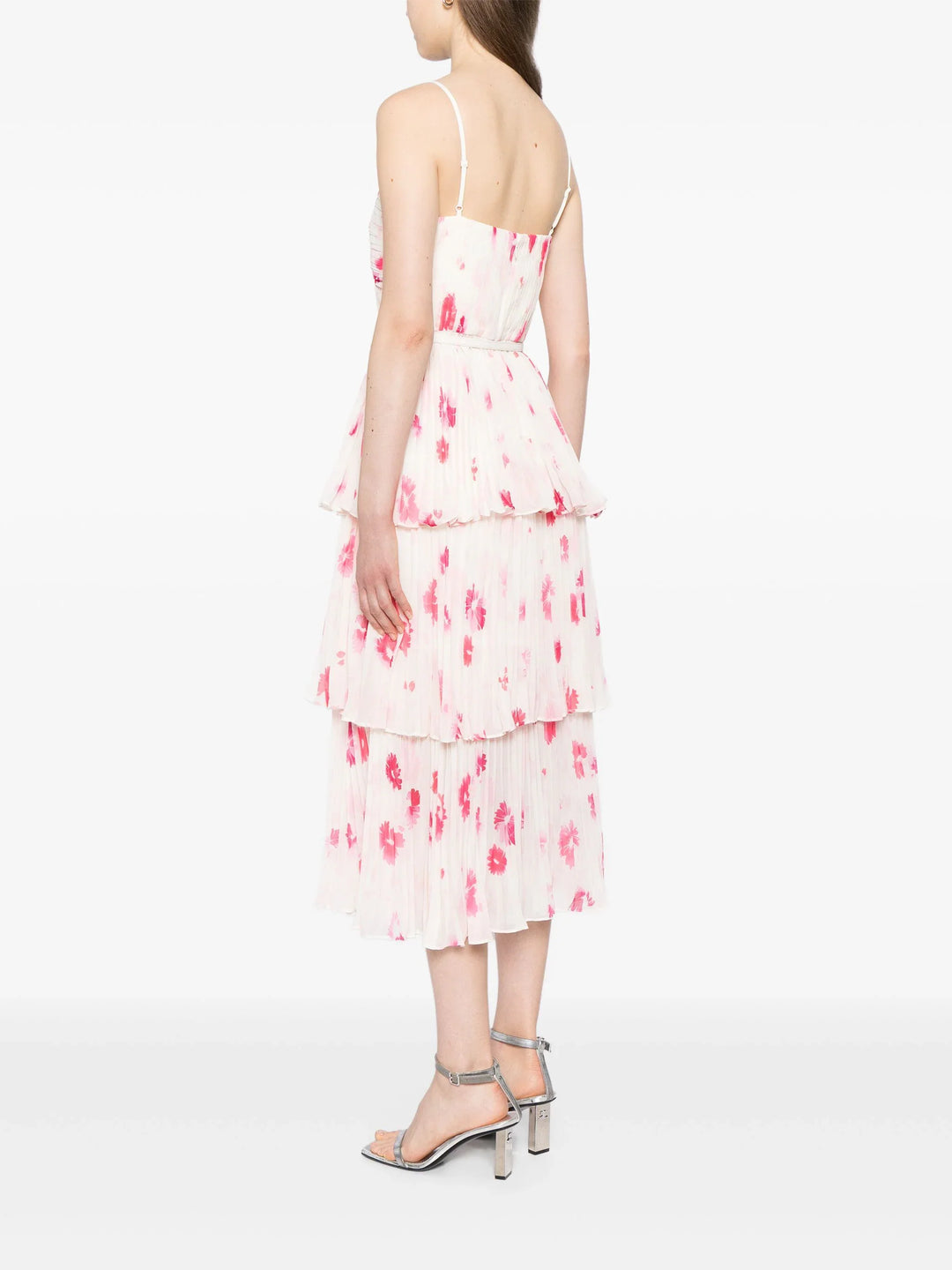 Printed Chiffon Tiered Midi Dress