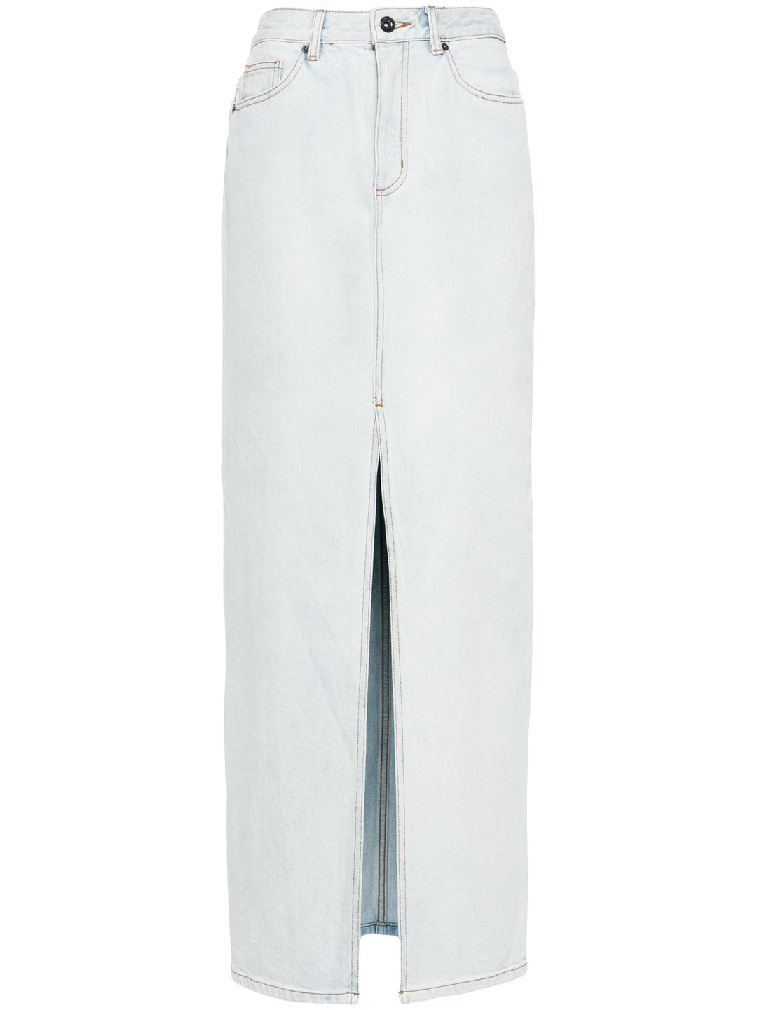 Bleach Wash Denim Maxi Skirt