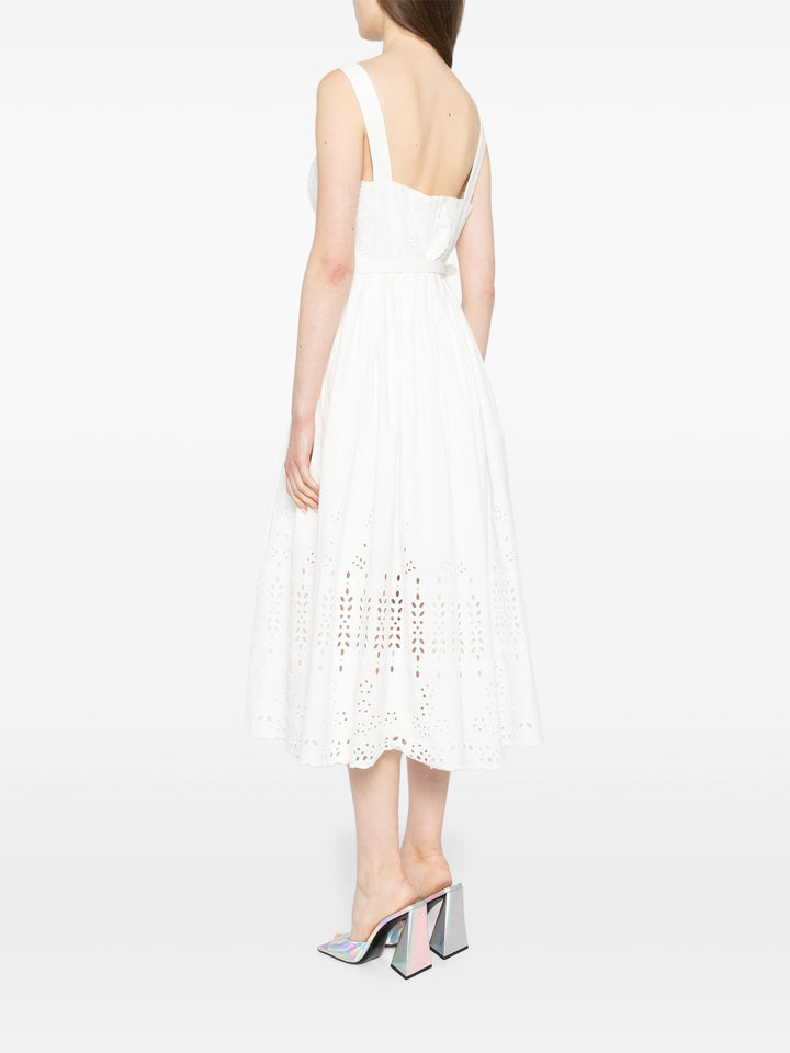 Váy midi ren cotton trắng