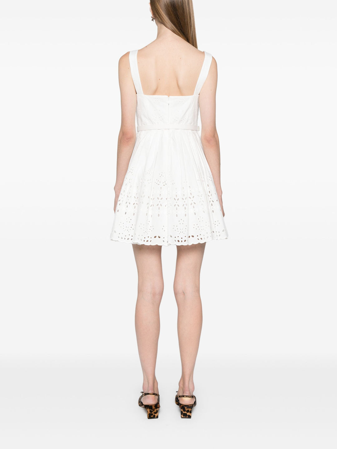 White Cotton Broderie Midi Dress