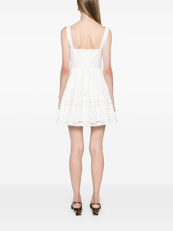 White Cotton Broderie Midi Dress