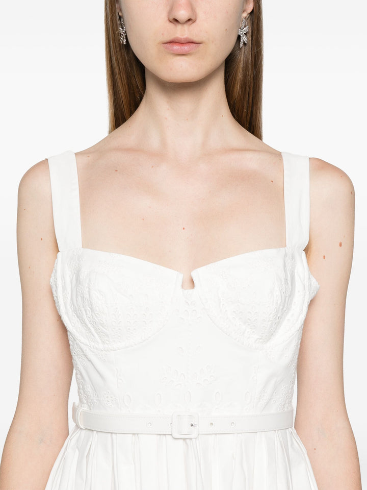 White Cotton Broderie Midi Dress