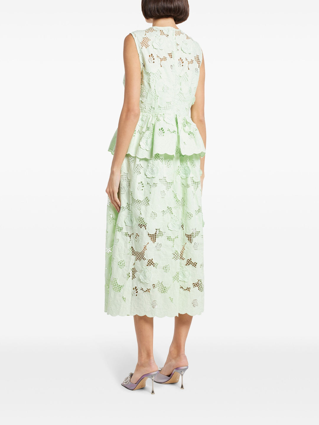 Mint Cotton Lace Peplum Midi Dress