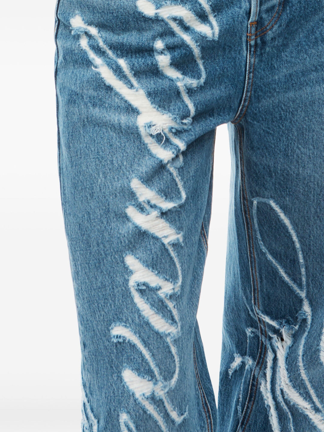 Balloon Jean Cursive Logo Fray