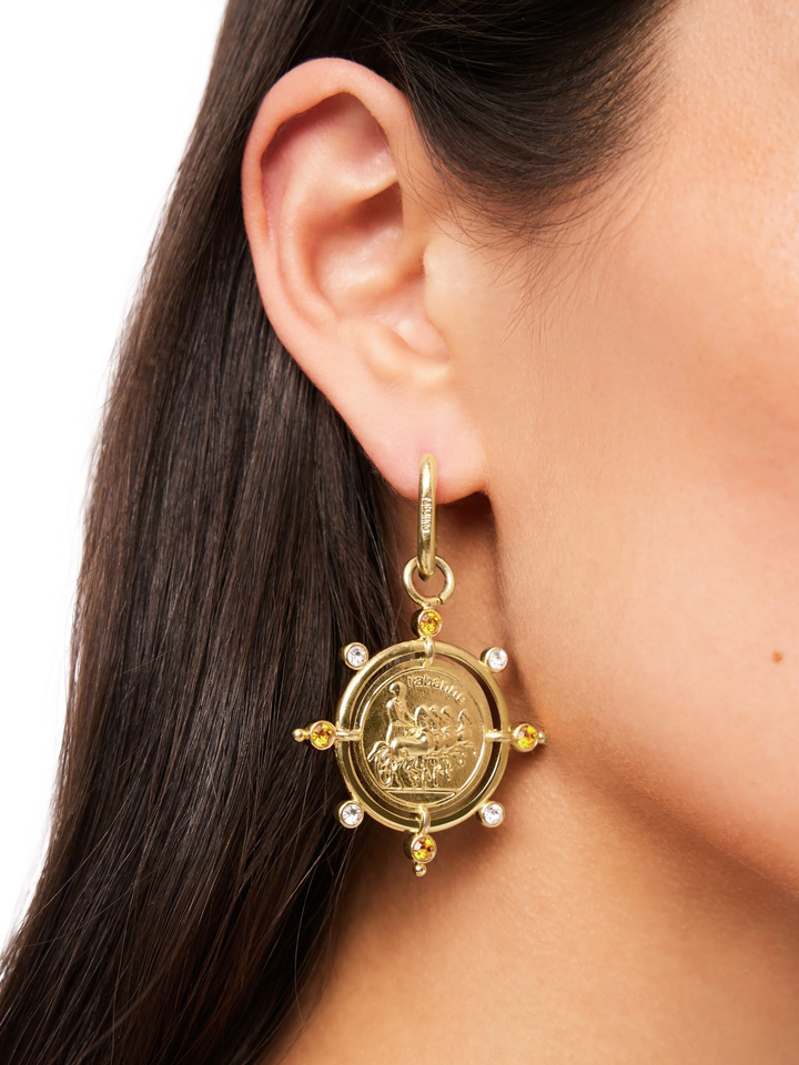 Sun Date Medal Earrings