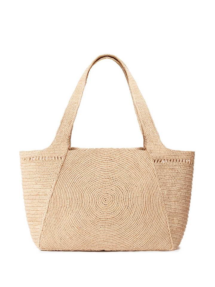 Logo Raffia Medium Tote Bag