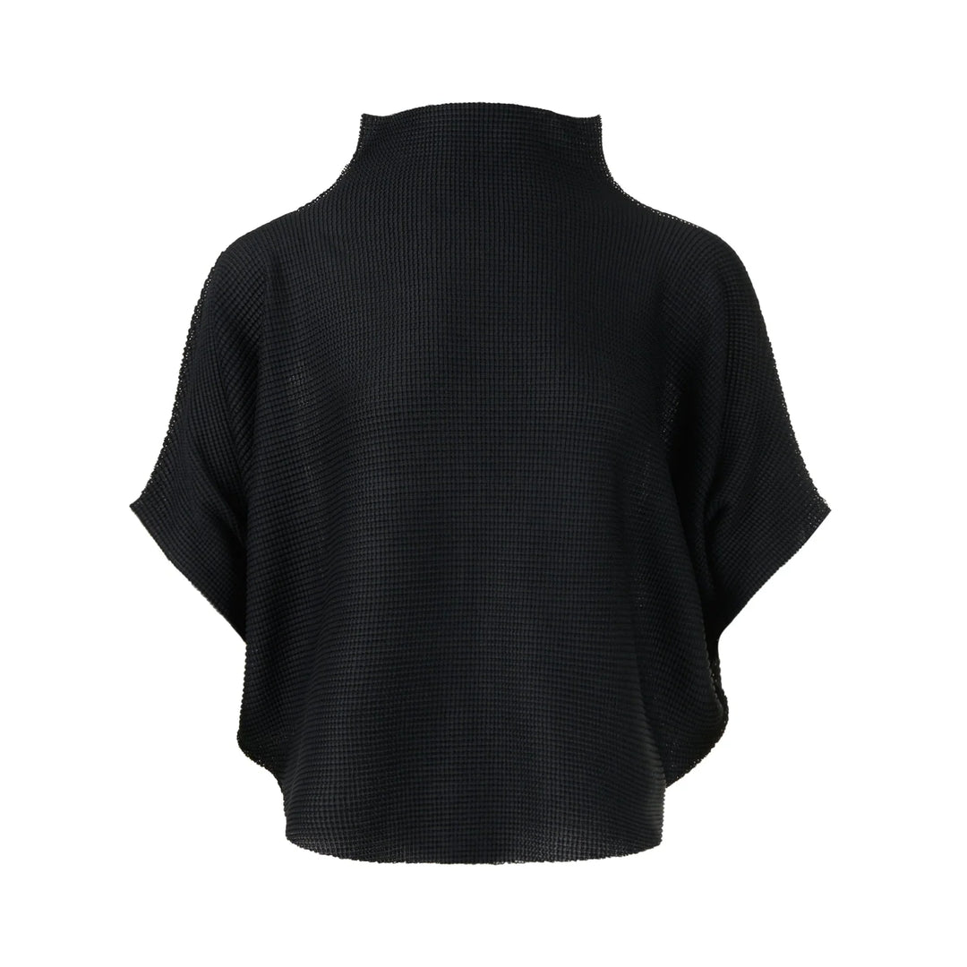Basket Knit Stretch Pleats Top