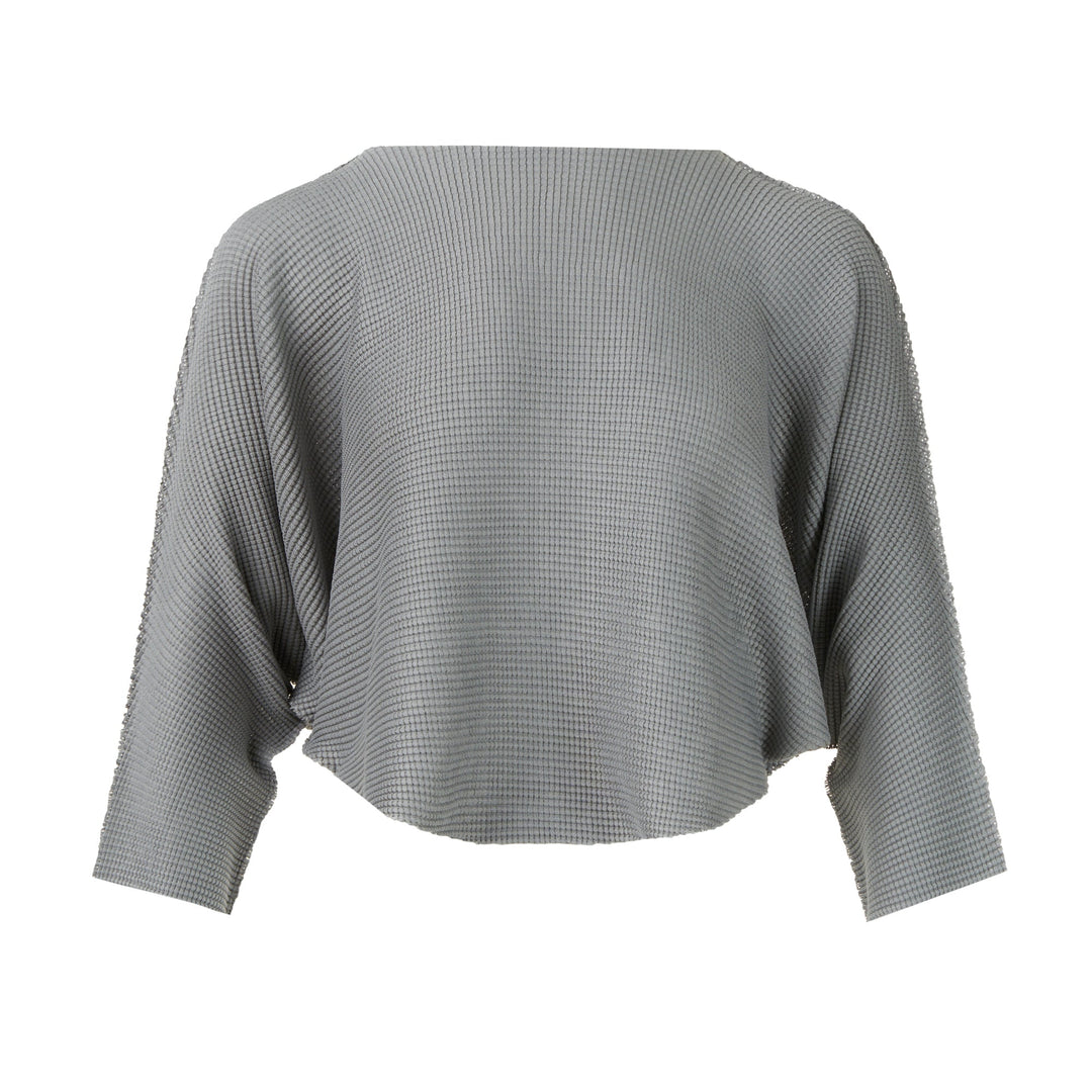 Basket Knit Stretch Pleats Top