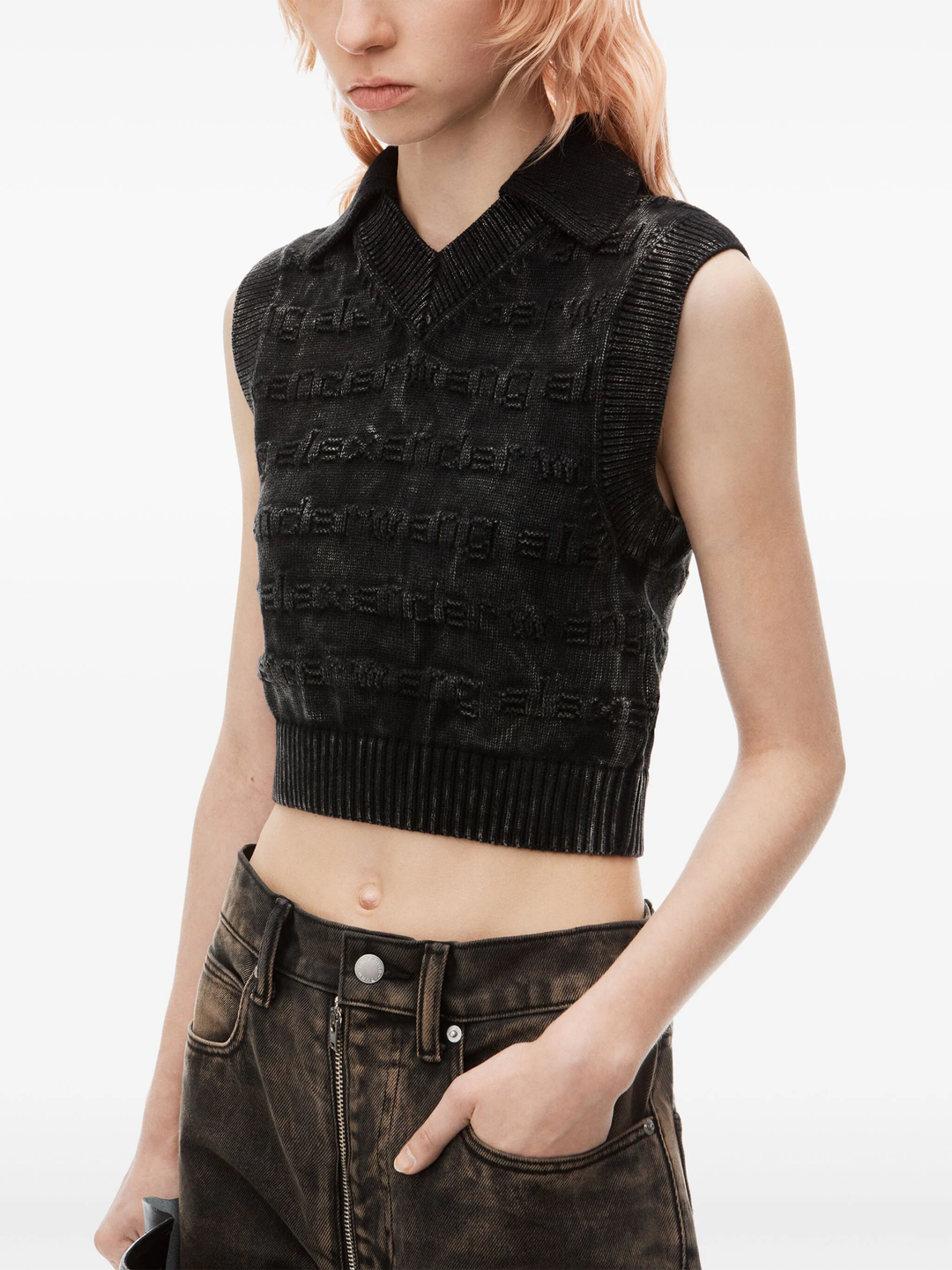 3D Logo Knit Vest In Cotton