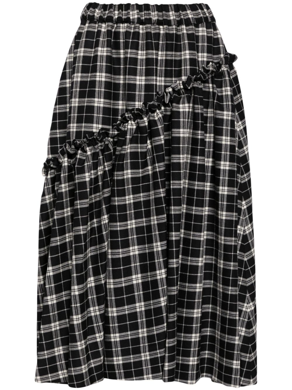 Check Pattern Wool Gabardine Skirt