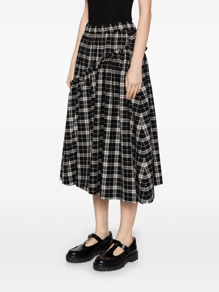Check Pattern Wool Gabardine Skirt