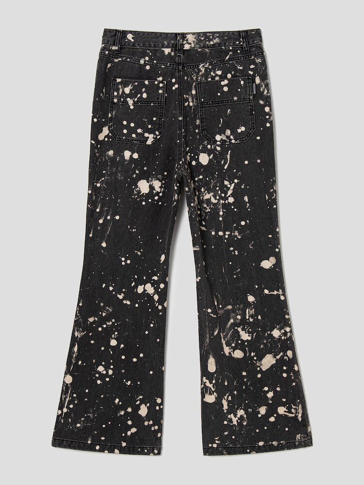 Printed Denim Bootcut Pants