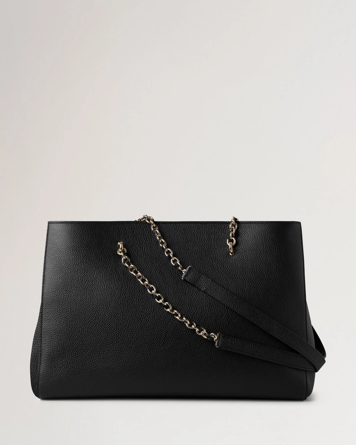 Lily Chain Tote Black Small Classic Grain
