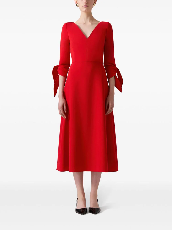 Elbow Tie Sleeve Midi Dress