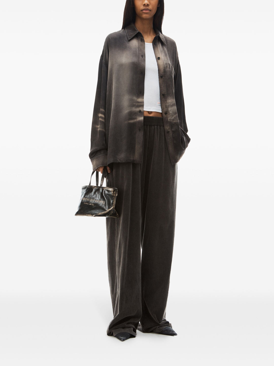 Punch Small Tote Bag In Brushed-Effect Leather