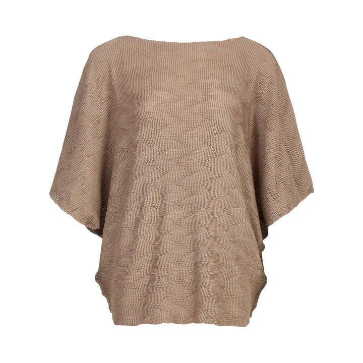 Wave Knit Stretch Pleats Top