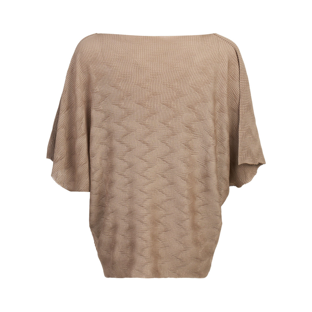 Wave Knit Stretch Pleats Top