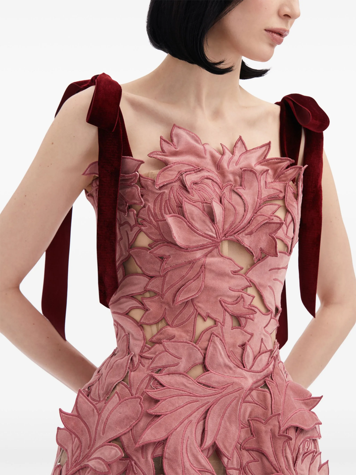 Strapless Peony Guipure Embroidered Dress