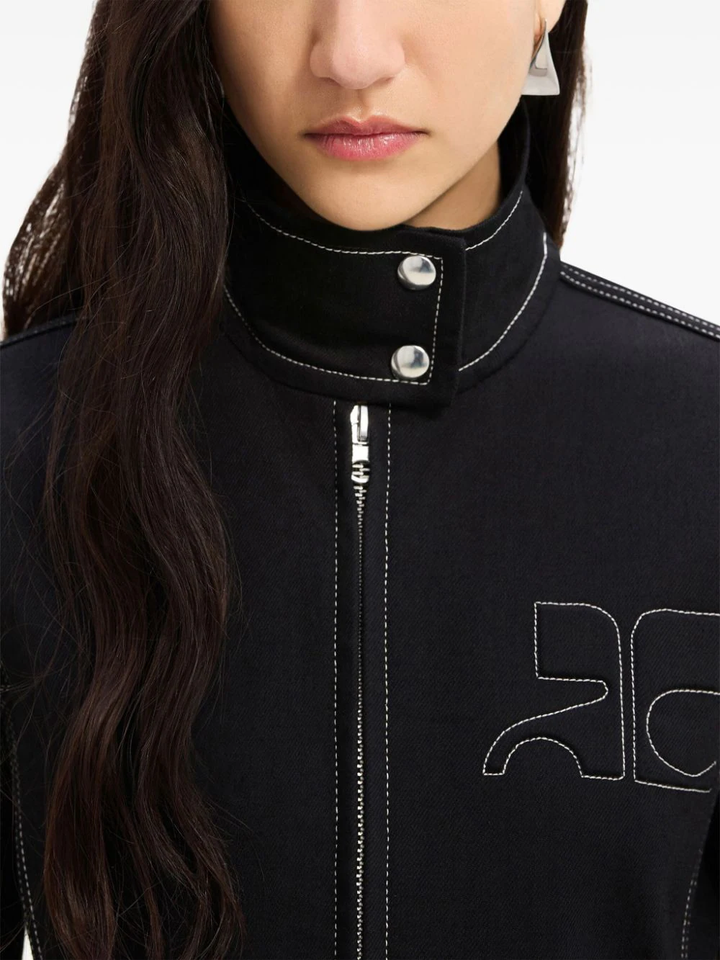 Iconic Zipped Denim Biker Jacket