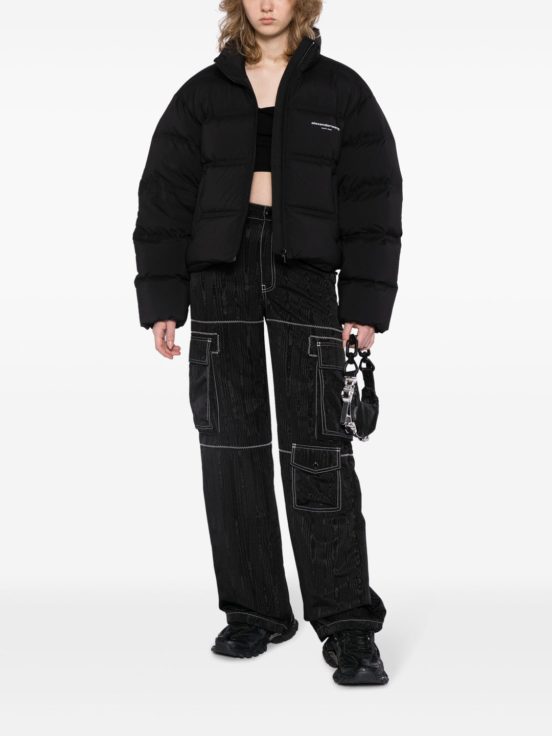 Cropped Puffer Coat With Reflective Logo