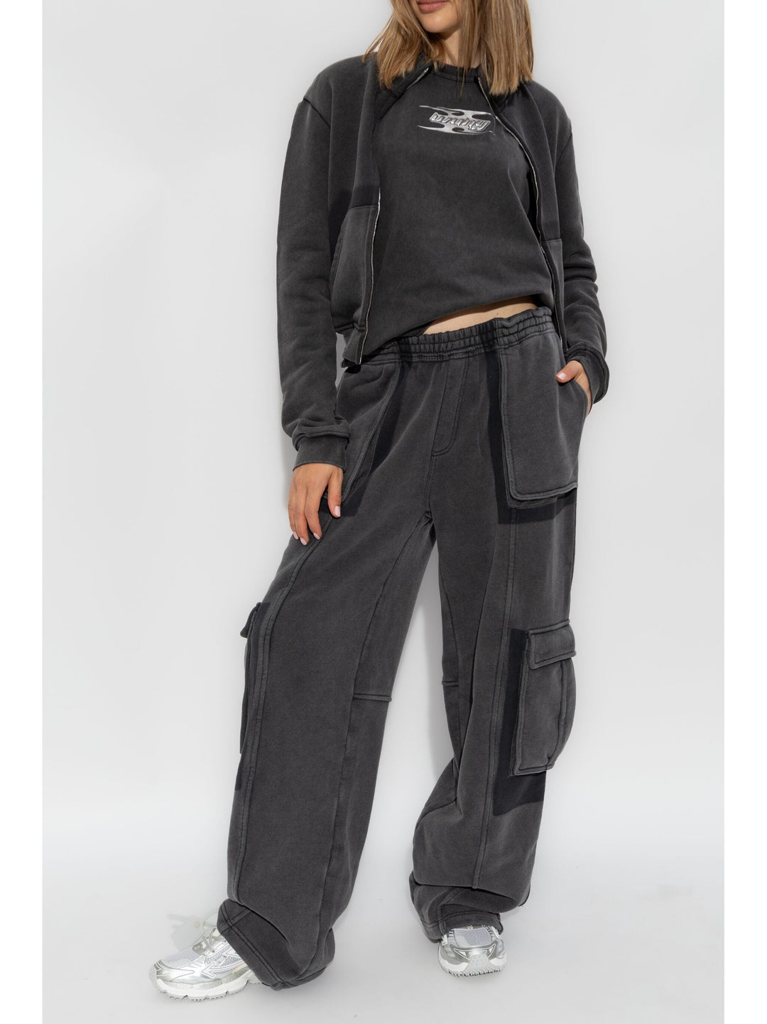 Oversized Cargo Sweatpants In Cotton Terry