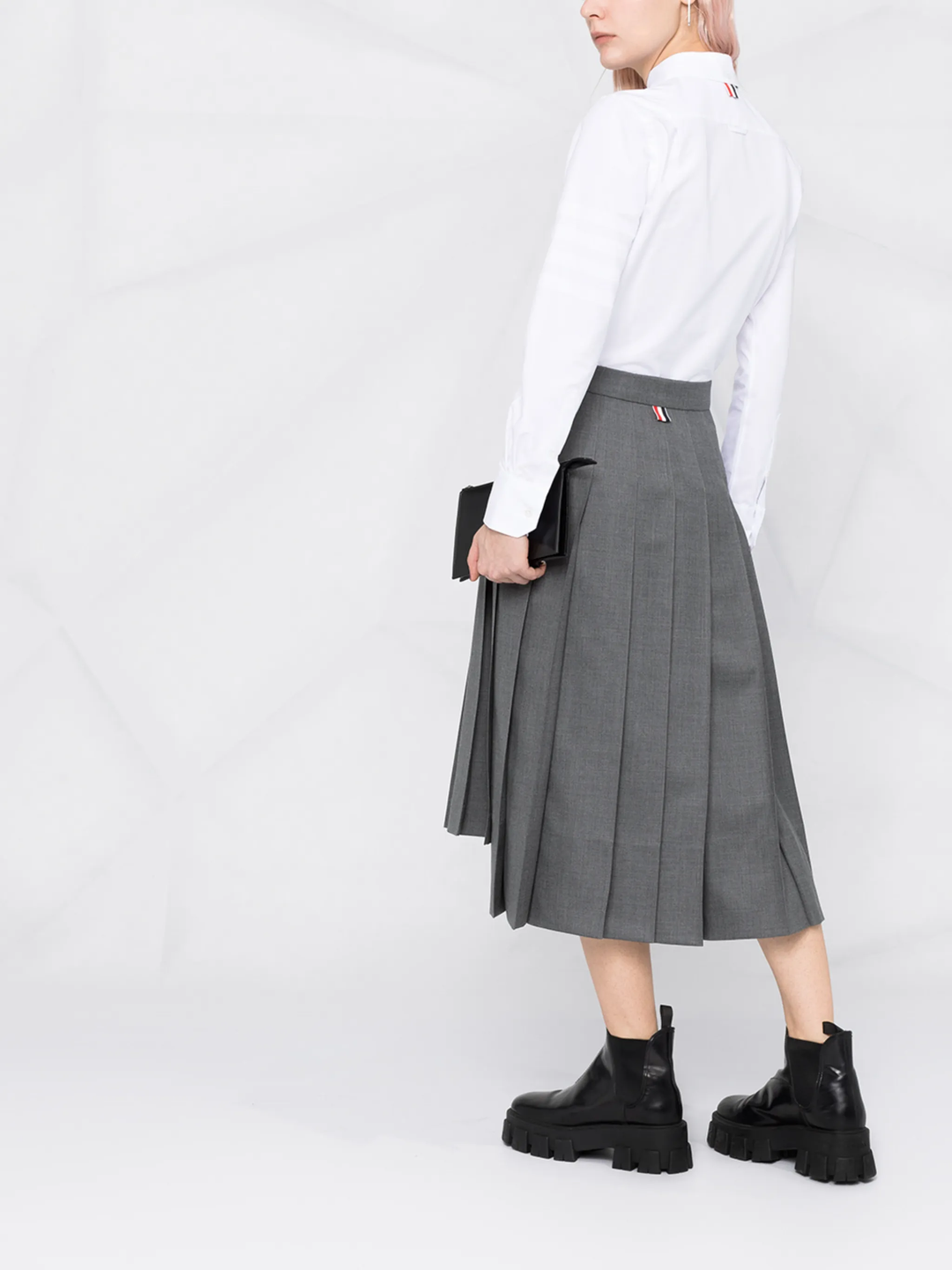 Below Knee Dropped Pleated Skirt Women
