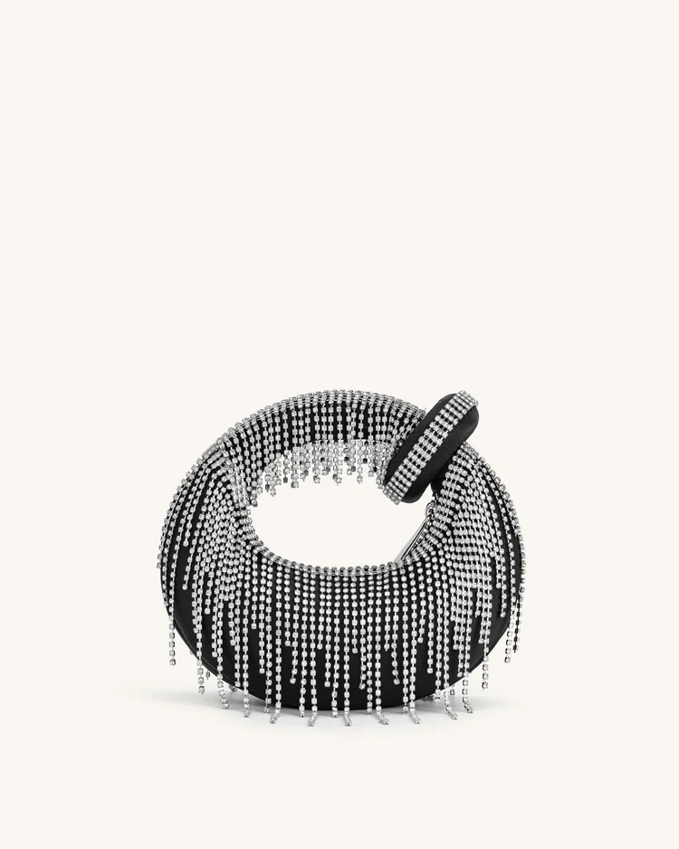 Abacus Satin Artificial Crystal Mini Top Handle Bag