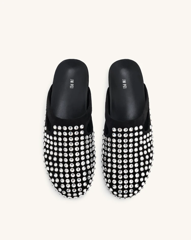 Athena Artificial Crystal Flat Mules