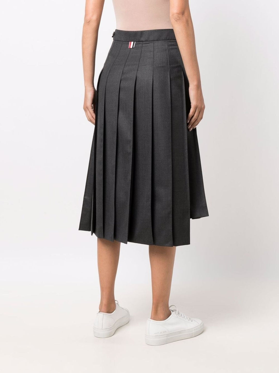 Below Knee Dropped Back Pleated Skirt Women