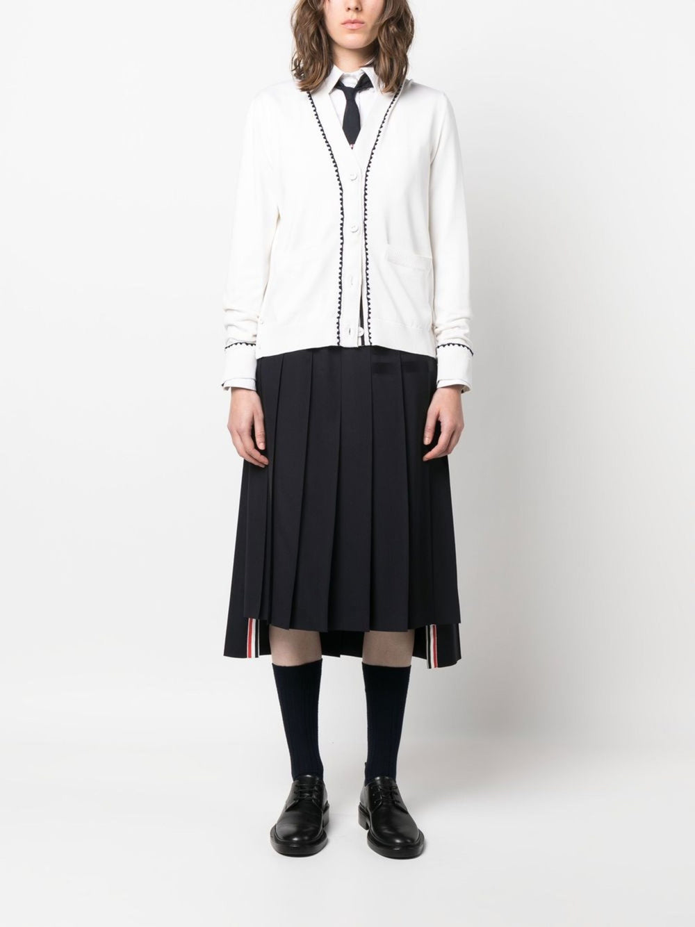 Thom Browne Below Knee Dropped Back Pleated Skirt - view 2