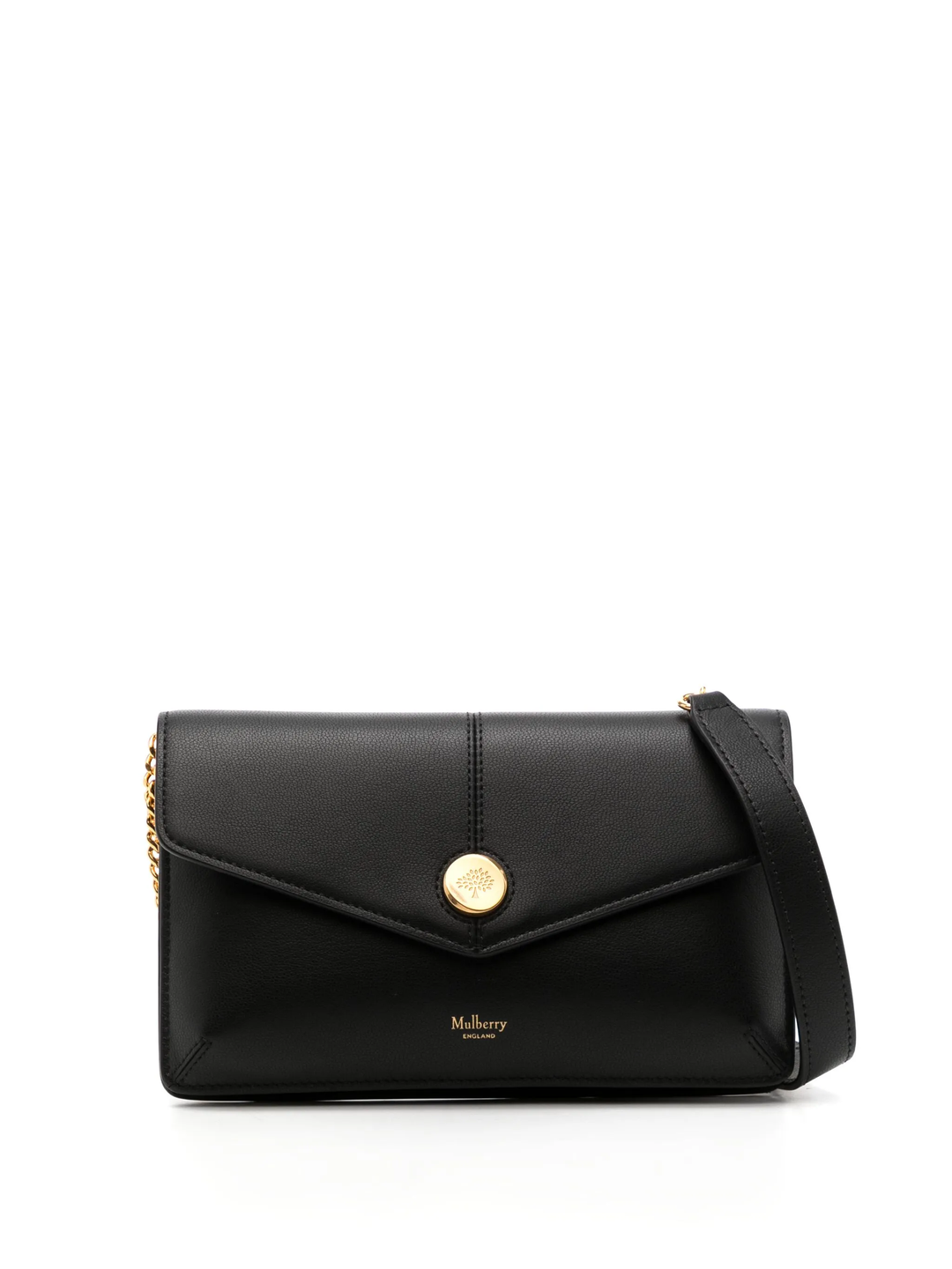 Press Stud Pochette On Chain Black Micro Classic Grain –
