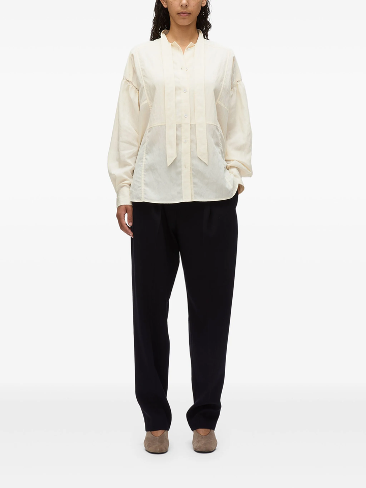 Long Sleeve Tie Neck Blouse