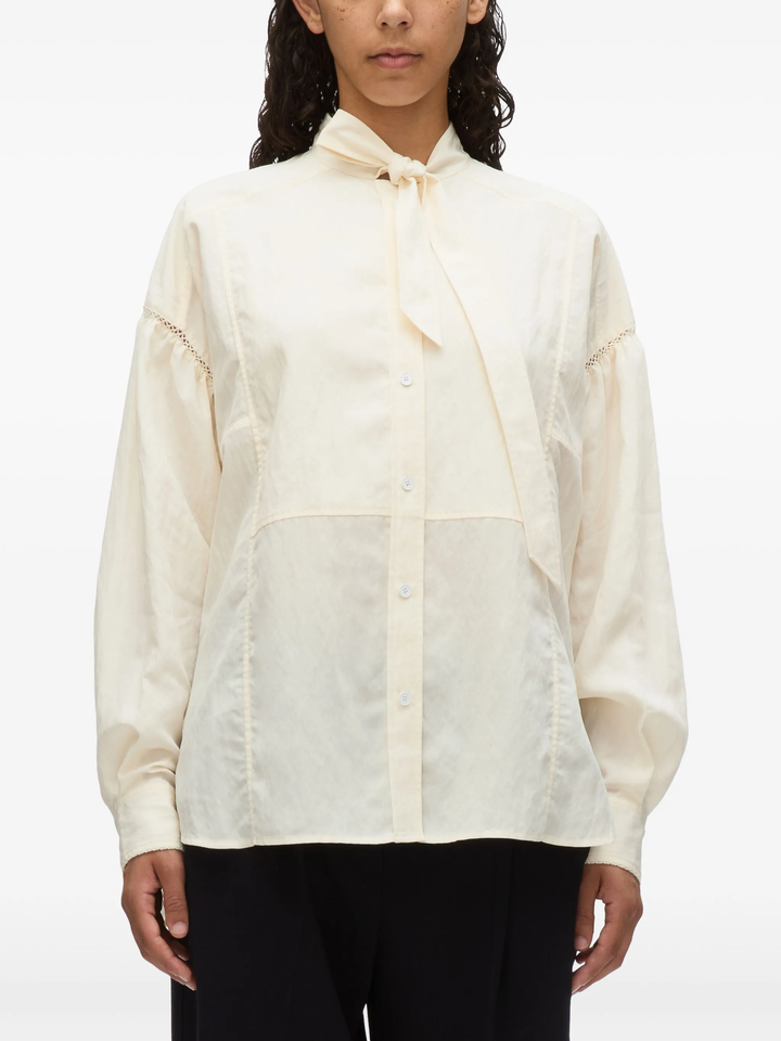 Long Sleeve Tie Neck Blouse