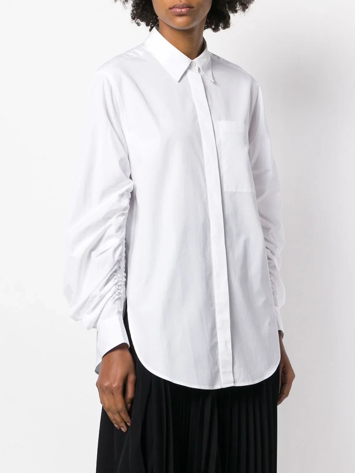 Gathered Sleeve Long Sleeve Shirt