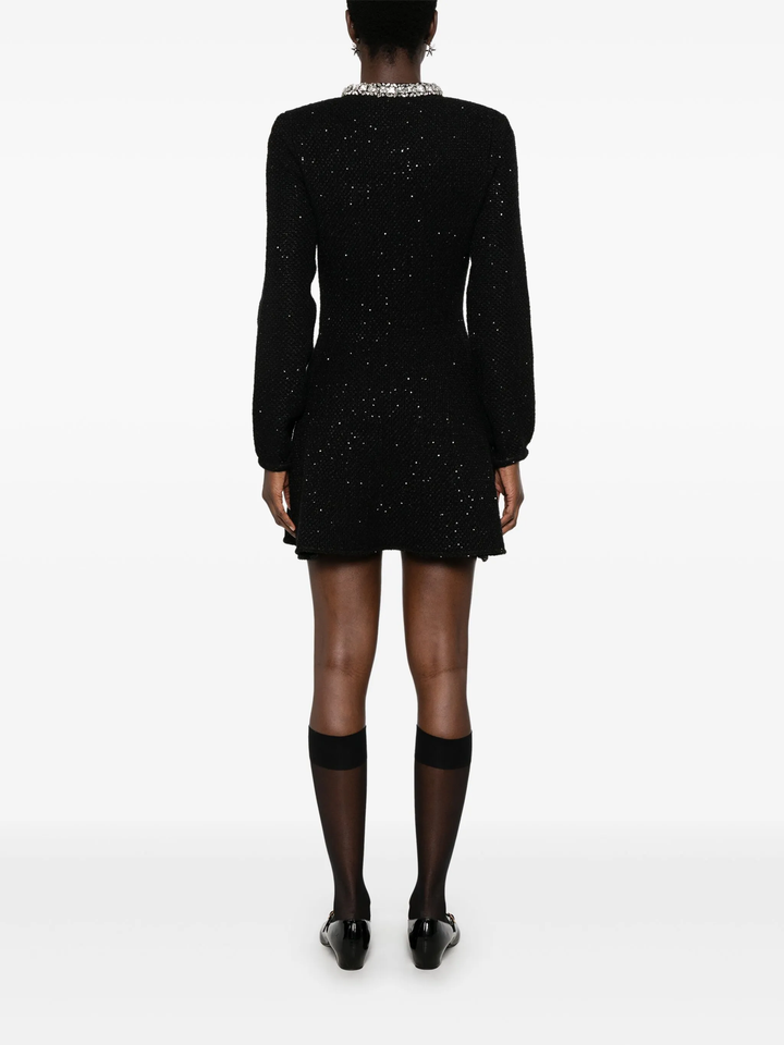 black sequin knit mini dress self-portrait Sequin Knit Mini Dress in Black