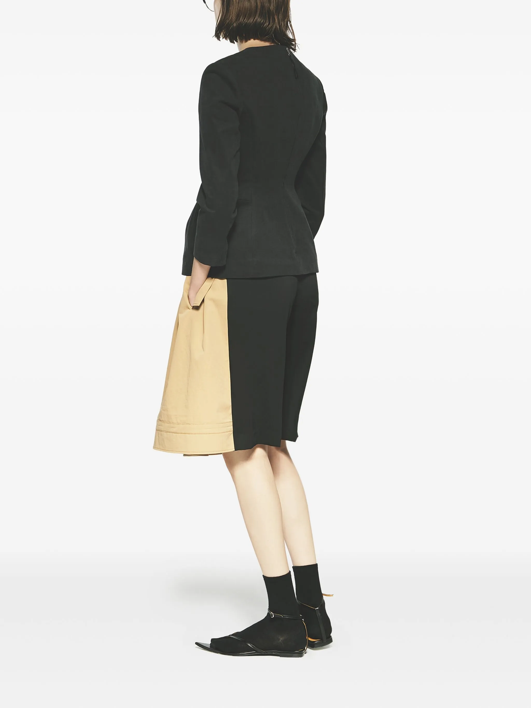 Beige Hybrid Shirring Skort