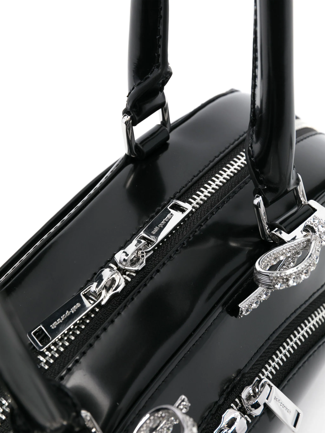 ブラックレザー曲線ショルダーバッグ