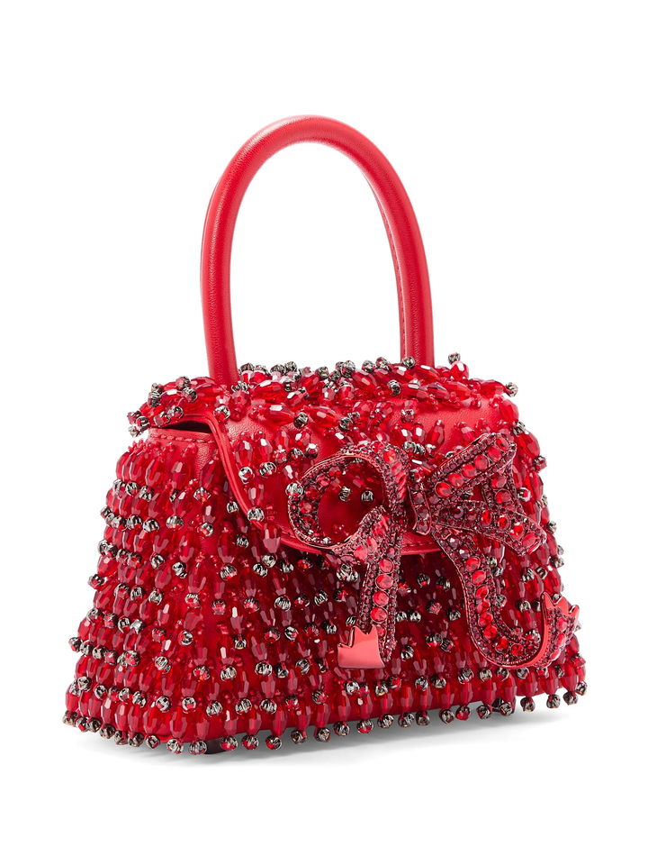 Red Embellished Micro Bow Bag