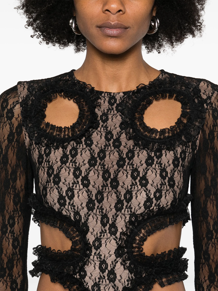 Black Lace Cut Out Maxi Dress