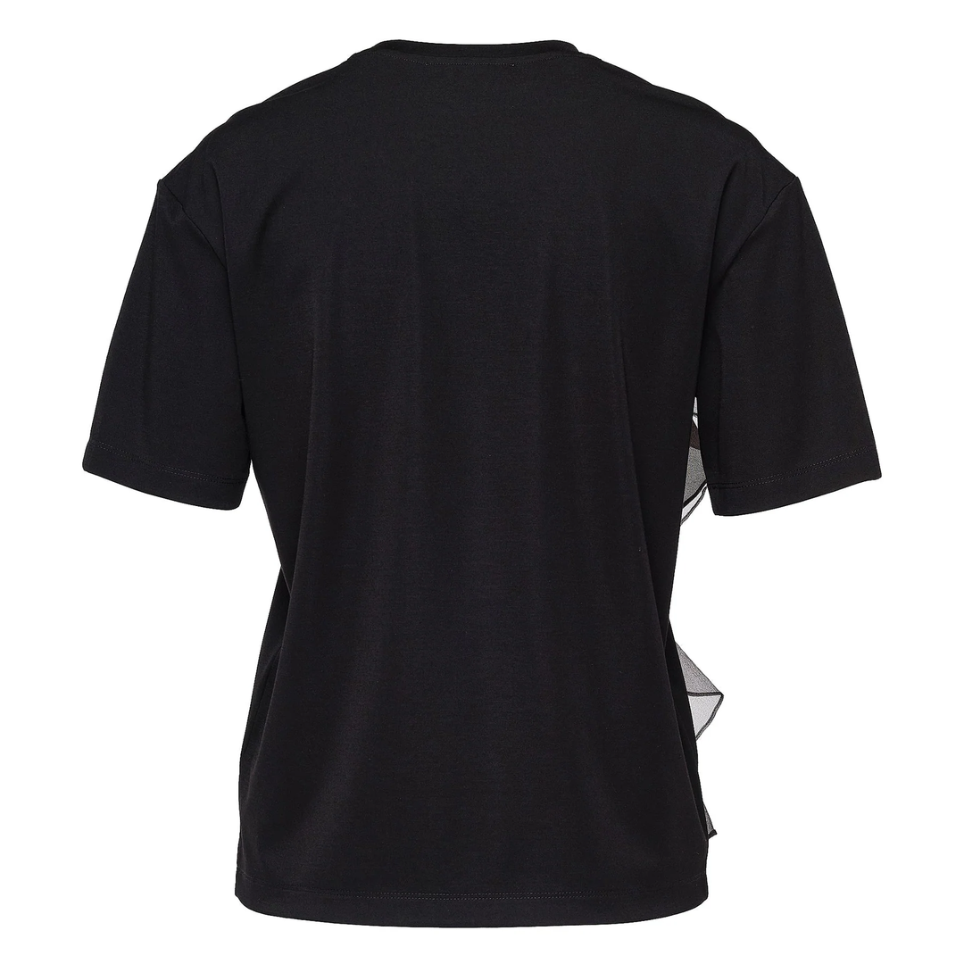 Triacetate Satin Knit Frill Top