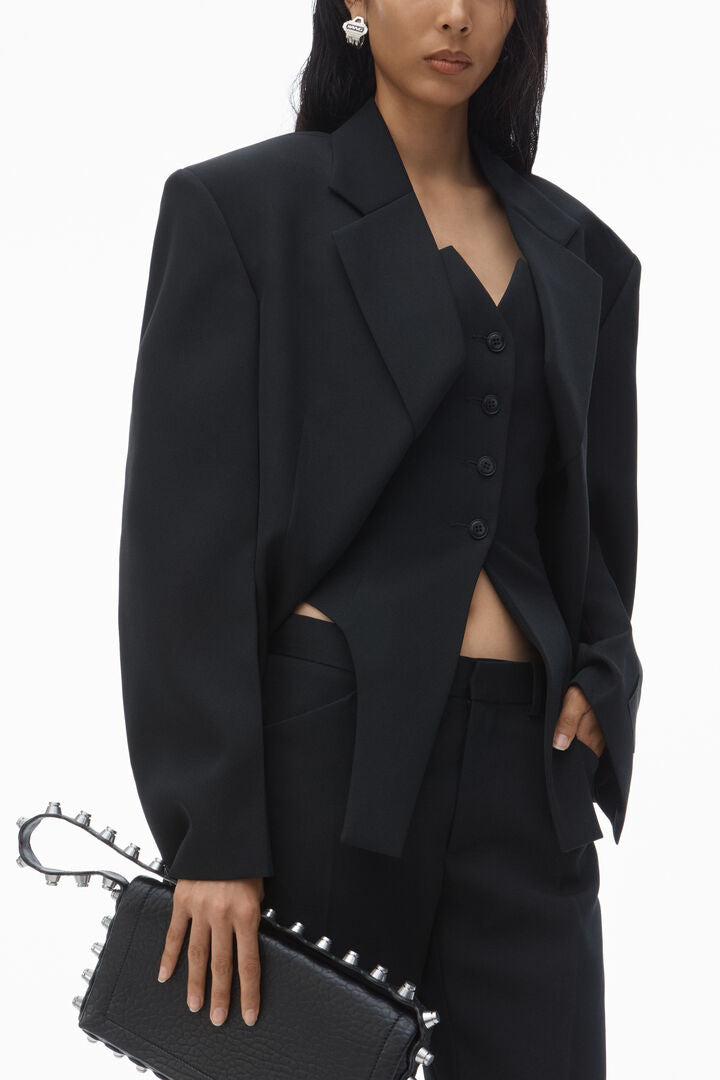 Exaggerated Split Front Boxy Blazer