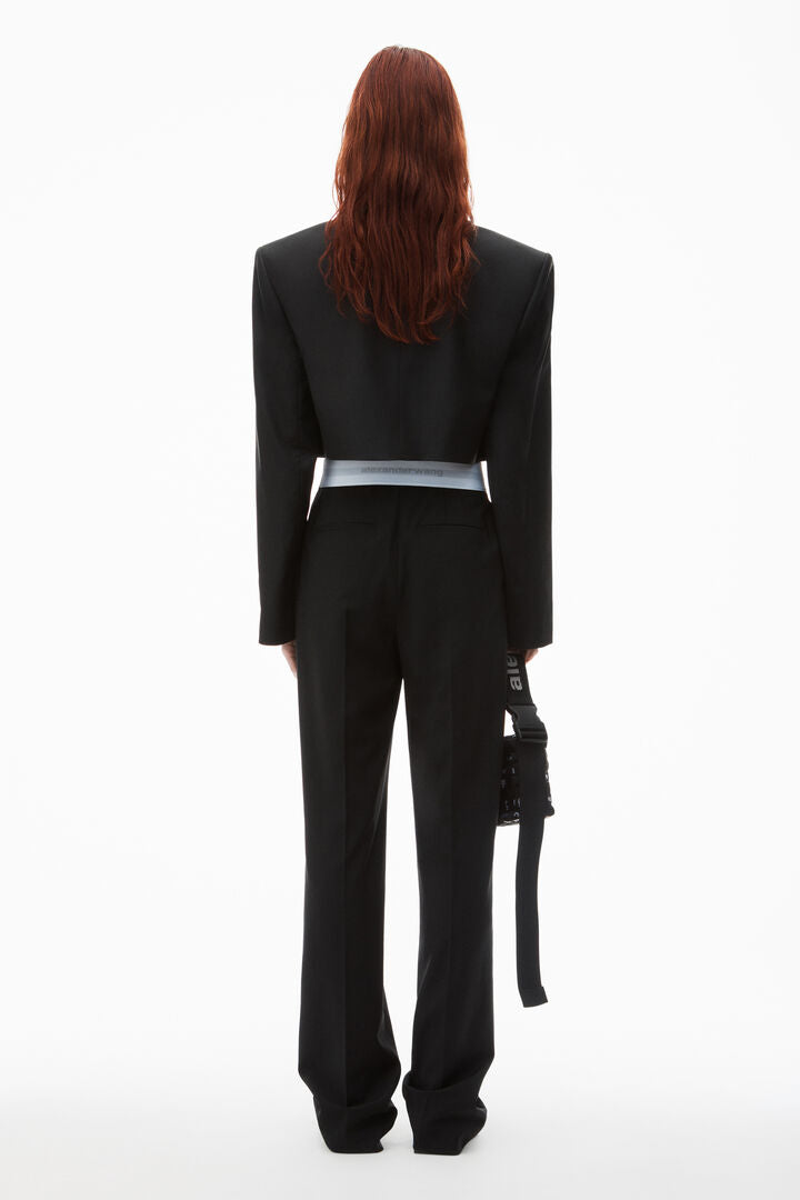 ロゴエラスティック付きハイウエストプリーツパンツ