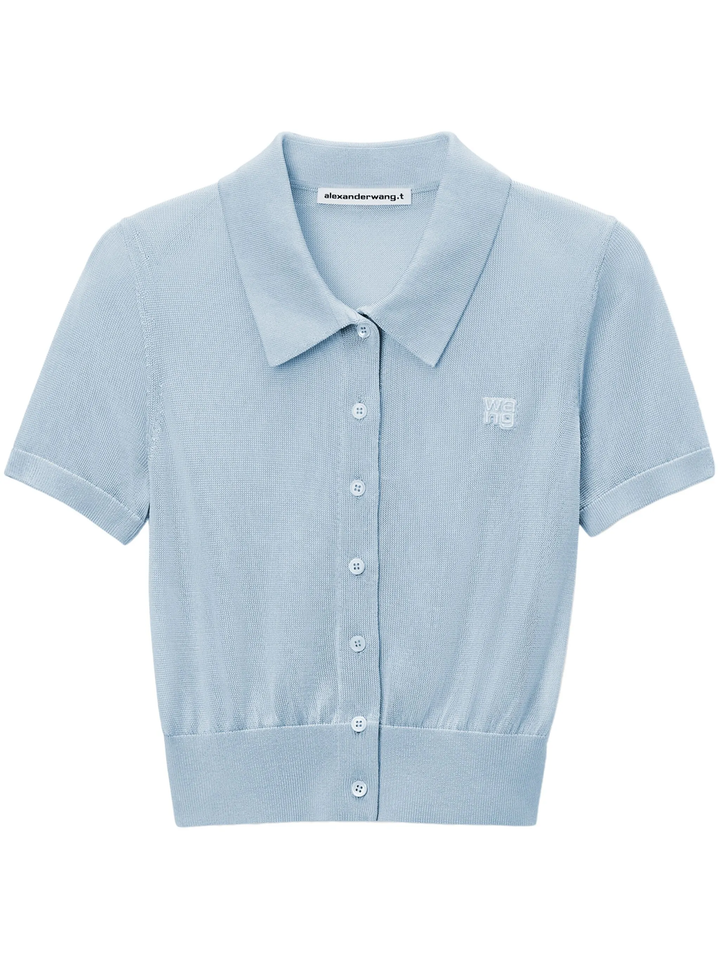 Logo Embroidered Polo Cardigan In Viscose