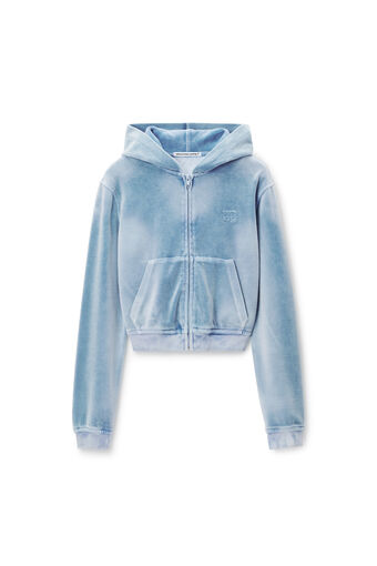 クランチドベロアのシュランケンジップアップフーディ