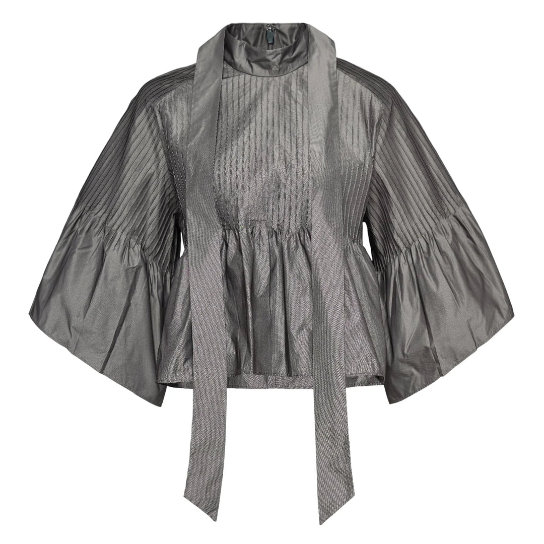 Poly Chambray Taffeta Pintuck Top