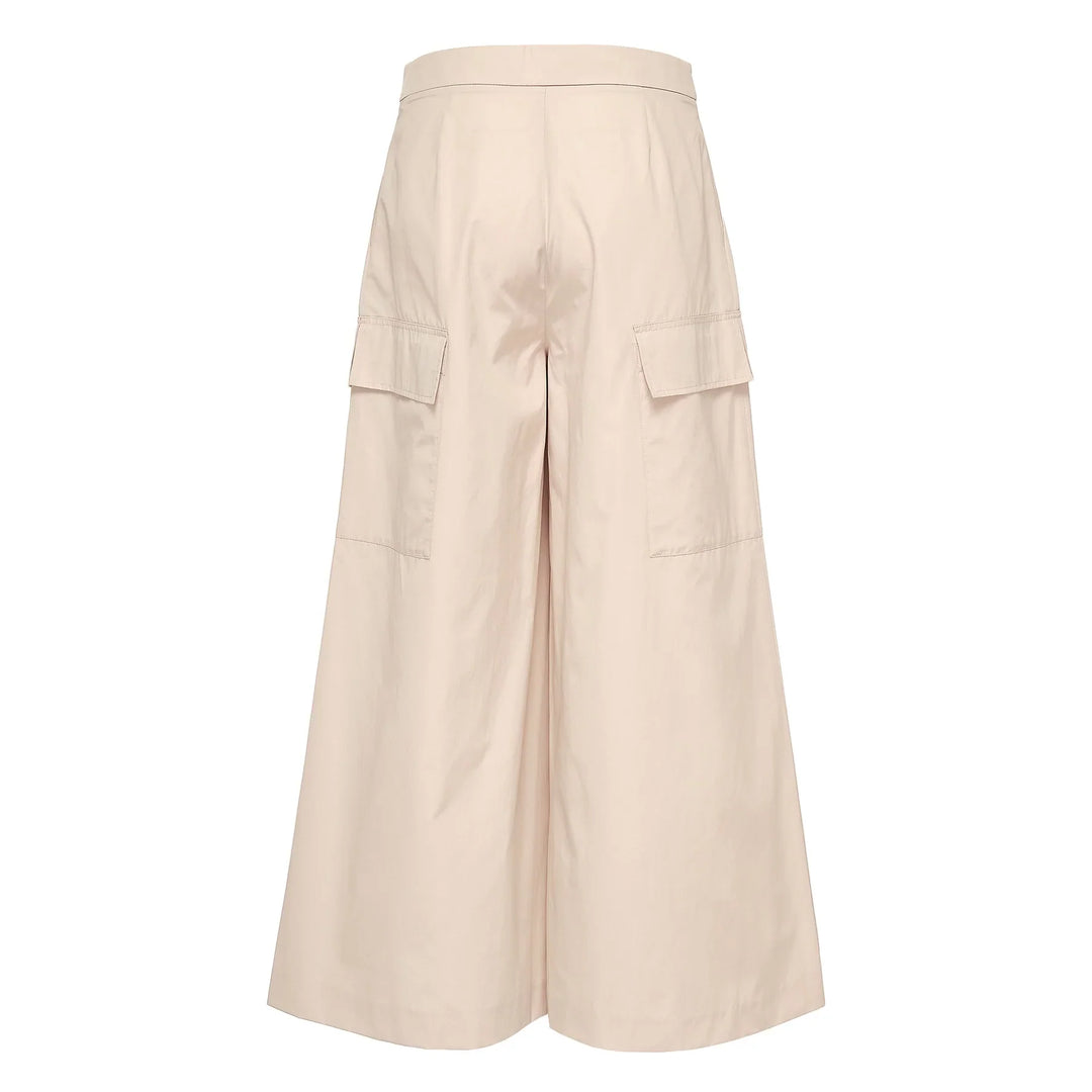 Sheen Cotton Taffeta Cargo Wide Leg Pants