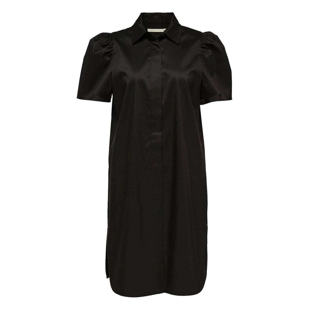 Sheen Cotton Poly Stretch Bubble Sleeve Dress