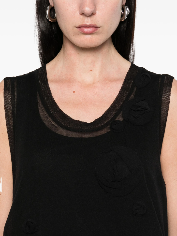 Gauze Combo Tank Dress With Rosettes