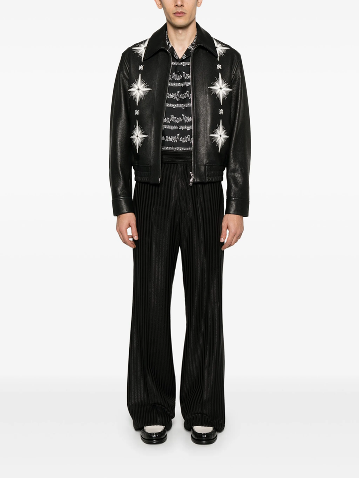 Striped Creased Flare Pants